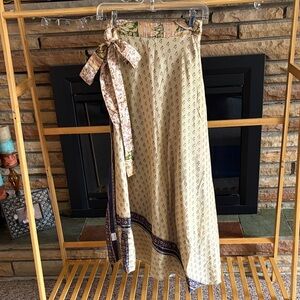 Bohemian Cream Printed Wrap Maxi Skirt (reversible)